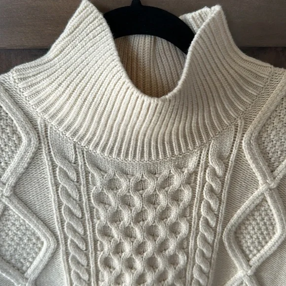 Cream Cable Knit Sleeveless  Oversized Turtleneck best - Picture 7 of 12